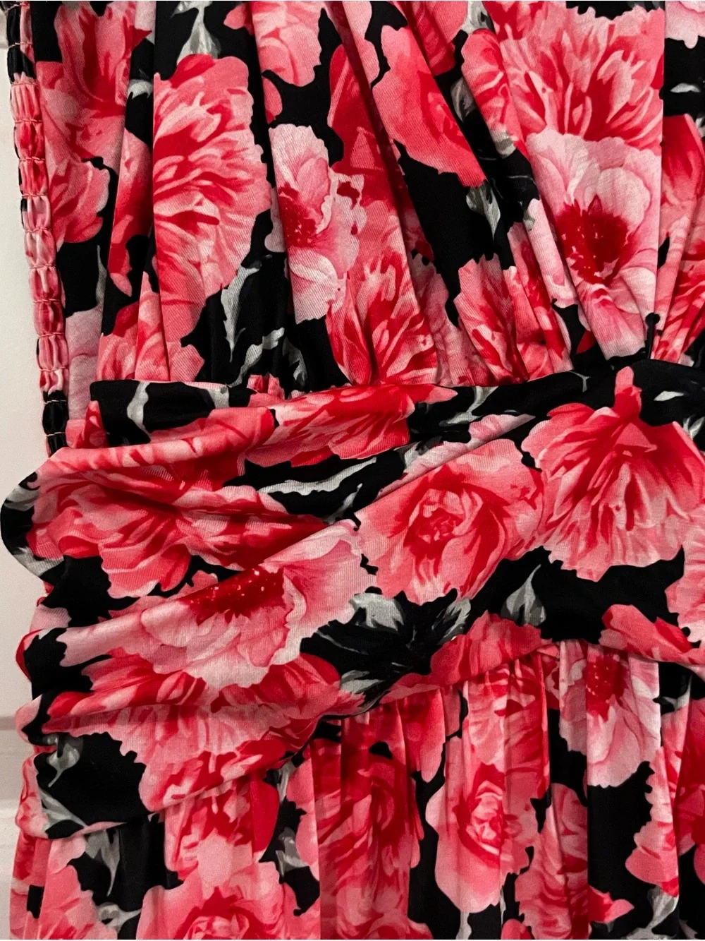 Grace Karin Coral Pink Floral V-Neck Midi Dress - Picture 8 of 13